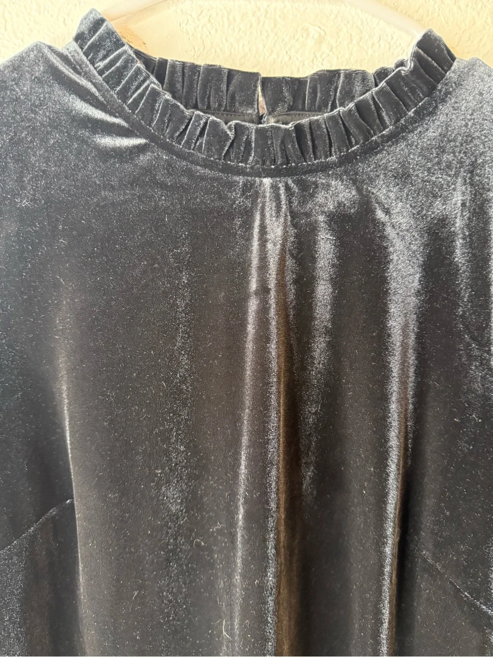 Boden Velvet Frill Trim Long Sleeve Top Black Women’s Size 8